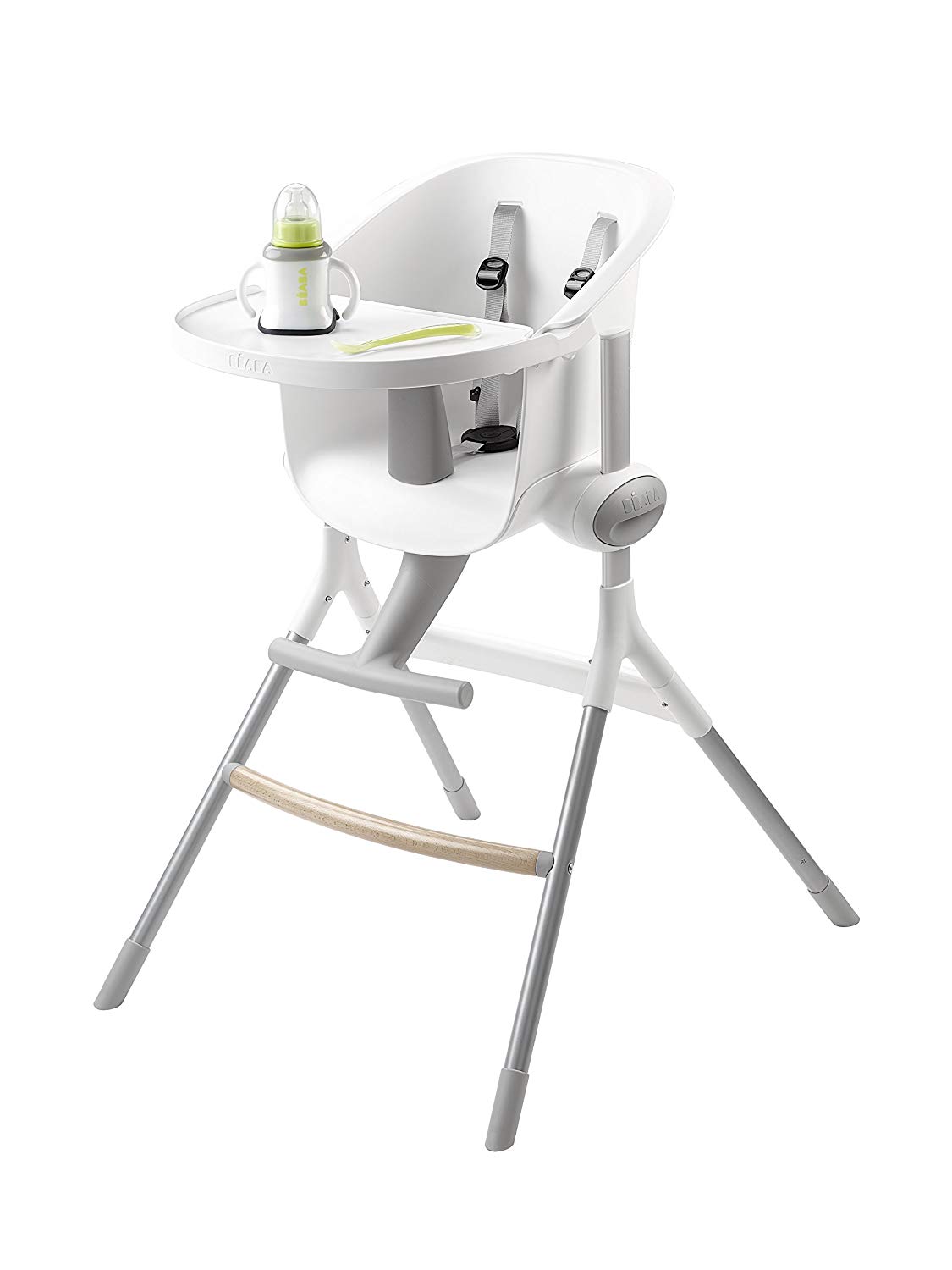 BÉABA - Up & Down high chair - Ergonomic, grows with your child with the removable dining board - Adjustable to 6 height positions - Comfortable, design, durable materials, made in France grey/white