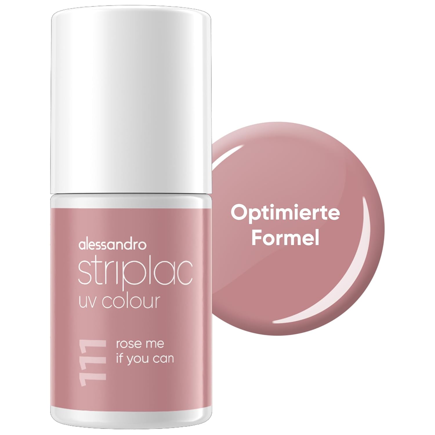 alessandro Striplac UV Nail Polish Rose Me If You Can - Opaque & Scratch-Resistant up to 15 Days - Easy to Apply - Gentle Peel Technology - Vegan - Pink, Nude, 6.5 ml