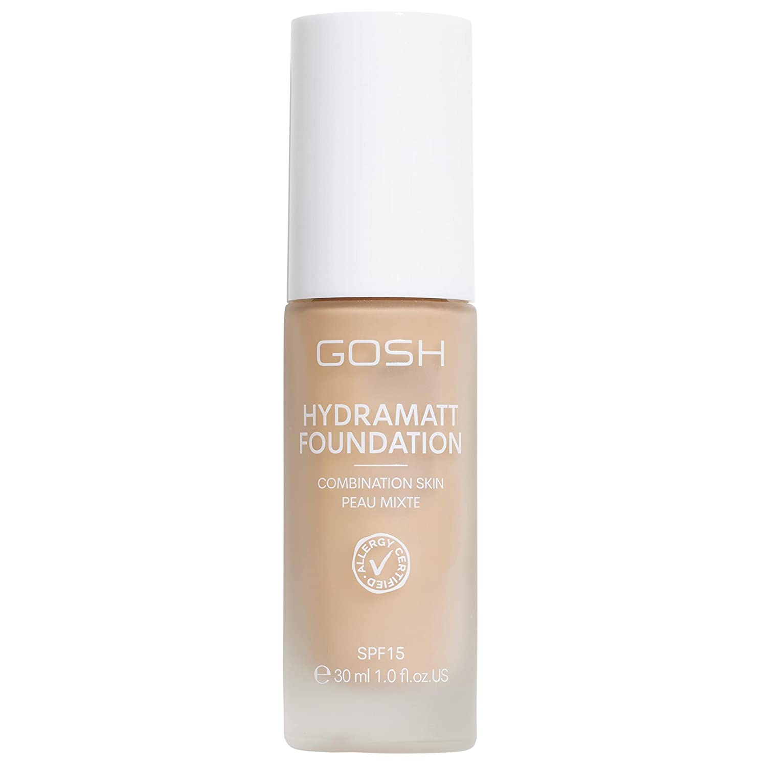 GOSH Foundation with SPF 15 for Light and Dark Skin, Vegan, Matte Makeup for Dry, Sensitive and Oily Skin, Smudge- and Sweat-Proof, Oil-Free, Adjustable Coverage, No Mask Effect, 006N, ‎006