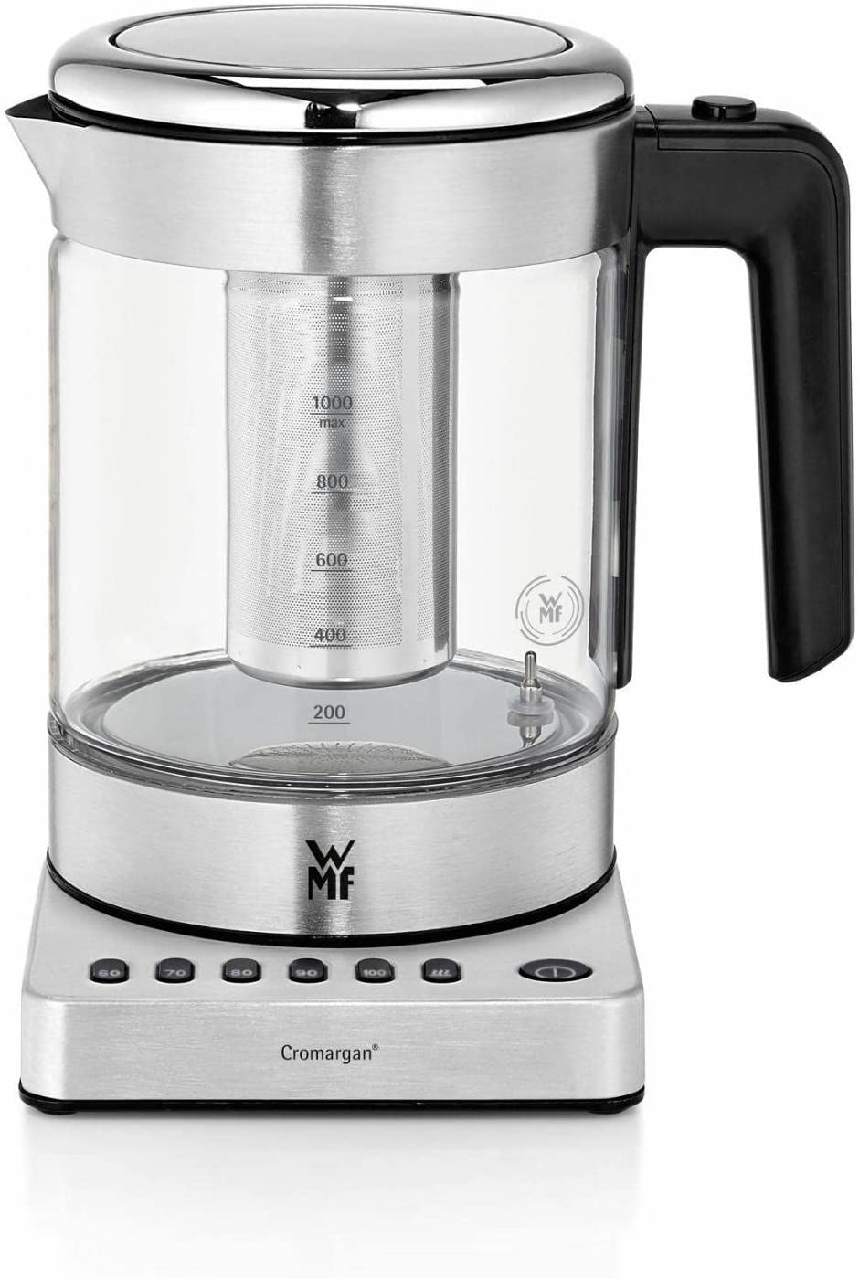 WMF Küchenminis 2-in-1 Vario Glass Water Kettle / Tea Maker with Tea Bag Holder and Strainer / 1.0 L / 1,900 W / with Temperature Adjustment