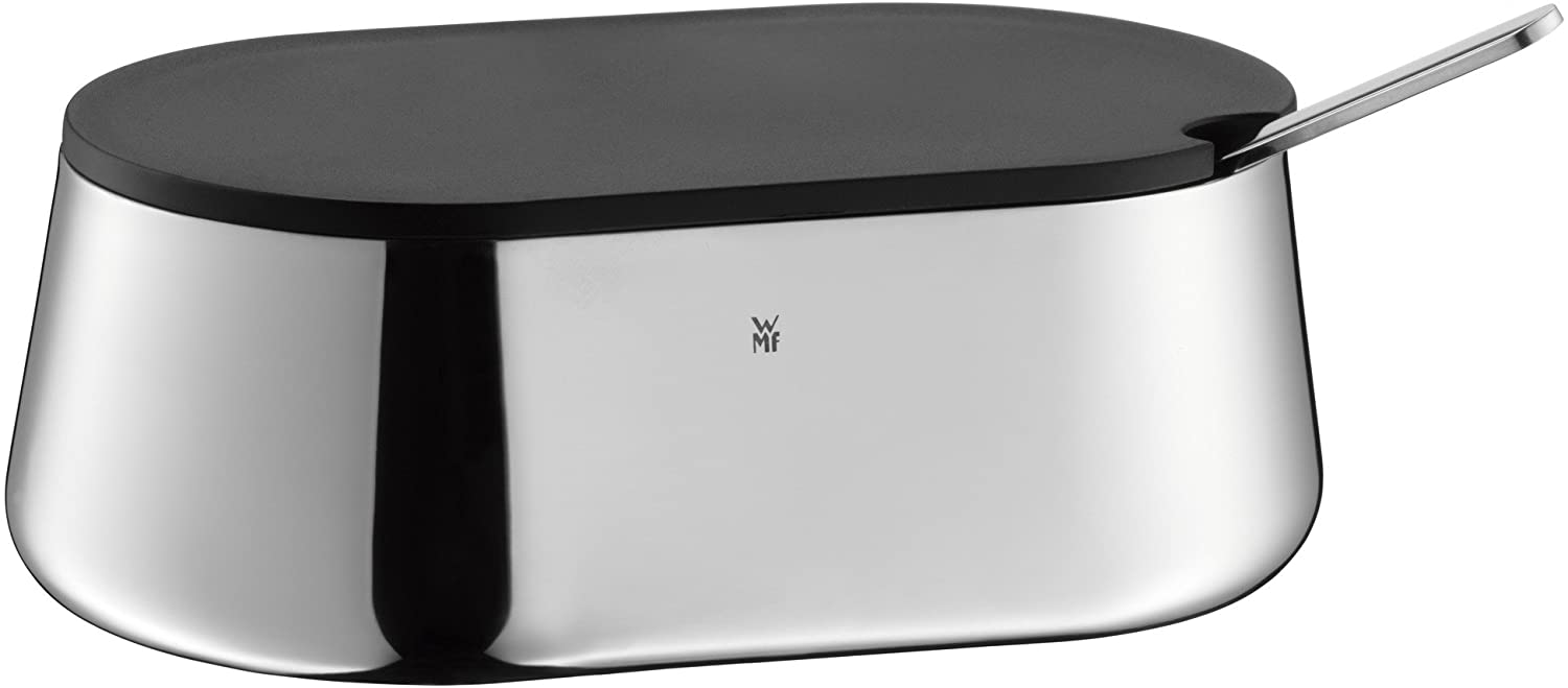 WMF Coffee Time Sugar Bowl with Spoon 15.2 x 9.2 x 5 cm Polished Cromargan Stainless Steel Divider Dishwasher Safe
