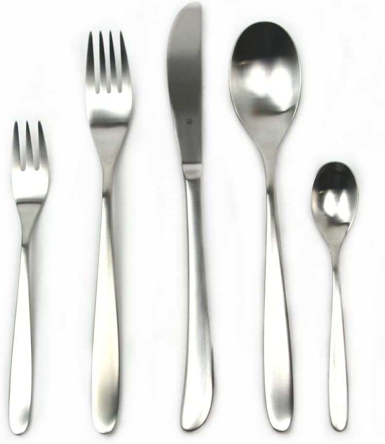 WMF 1101009990 Silk Matt, 78 Pieces for 12 People Cromargan 18/10 Stainless Steel Cutlery Set With 12 Espresso Spoons Free
