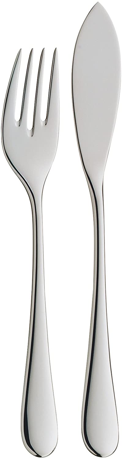 WMF Merit Fish Cutlery Set 2 Pieces Fish Set for 1 Person Fish Fork Fish Knife Cromargan Protect Polished Stainless Steel Scratch-Resistant