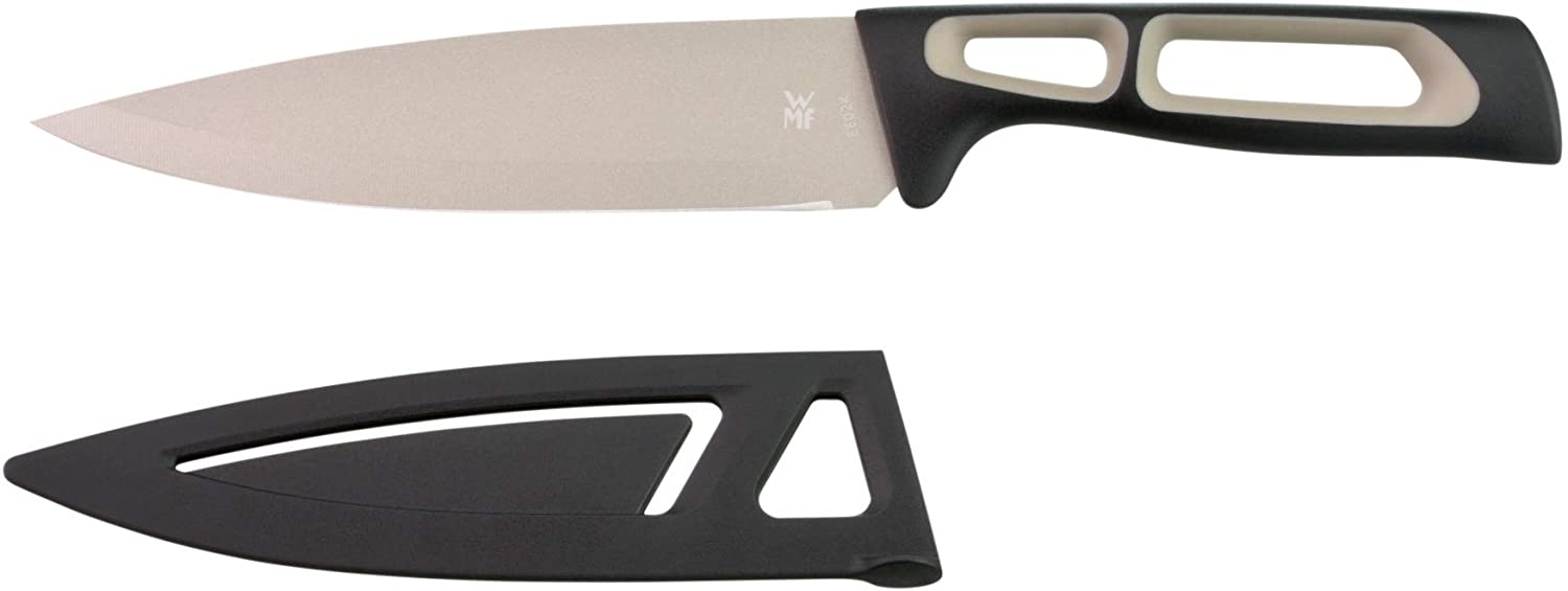 WMF Modern Fit Chef\'s Knife 30 cm Titanium Metallic Knife with Protective Cover Special Blade Steel Non-Stick Coating Plastic Handle Blade 16 cm Black