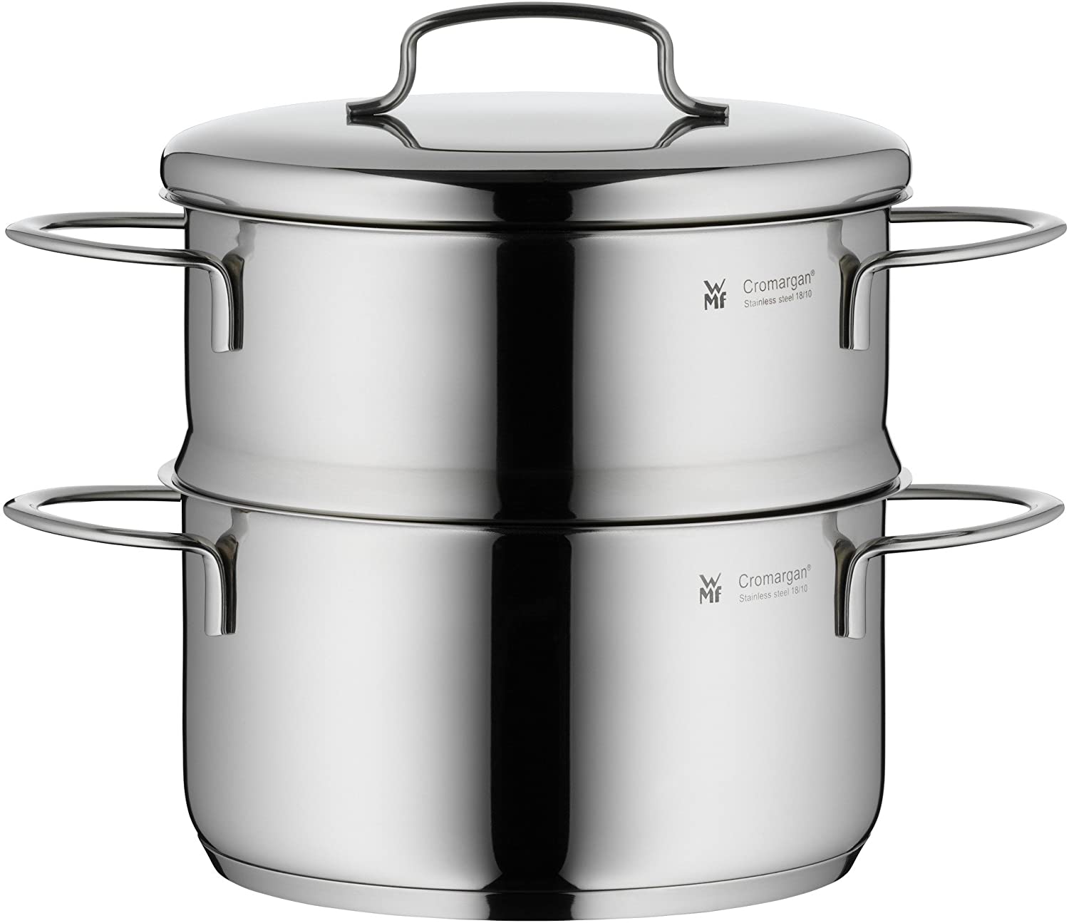 WMF mini steamer with metal lid, small, 16 cm, 1.5 l, croarargan polished stainless steel, induction, stackable, ideal for small portions or singlehouses