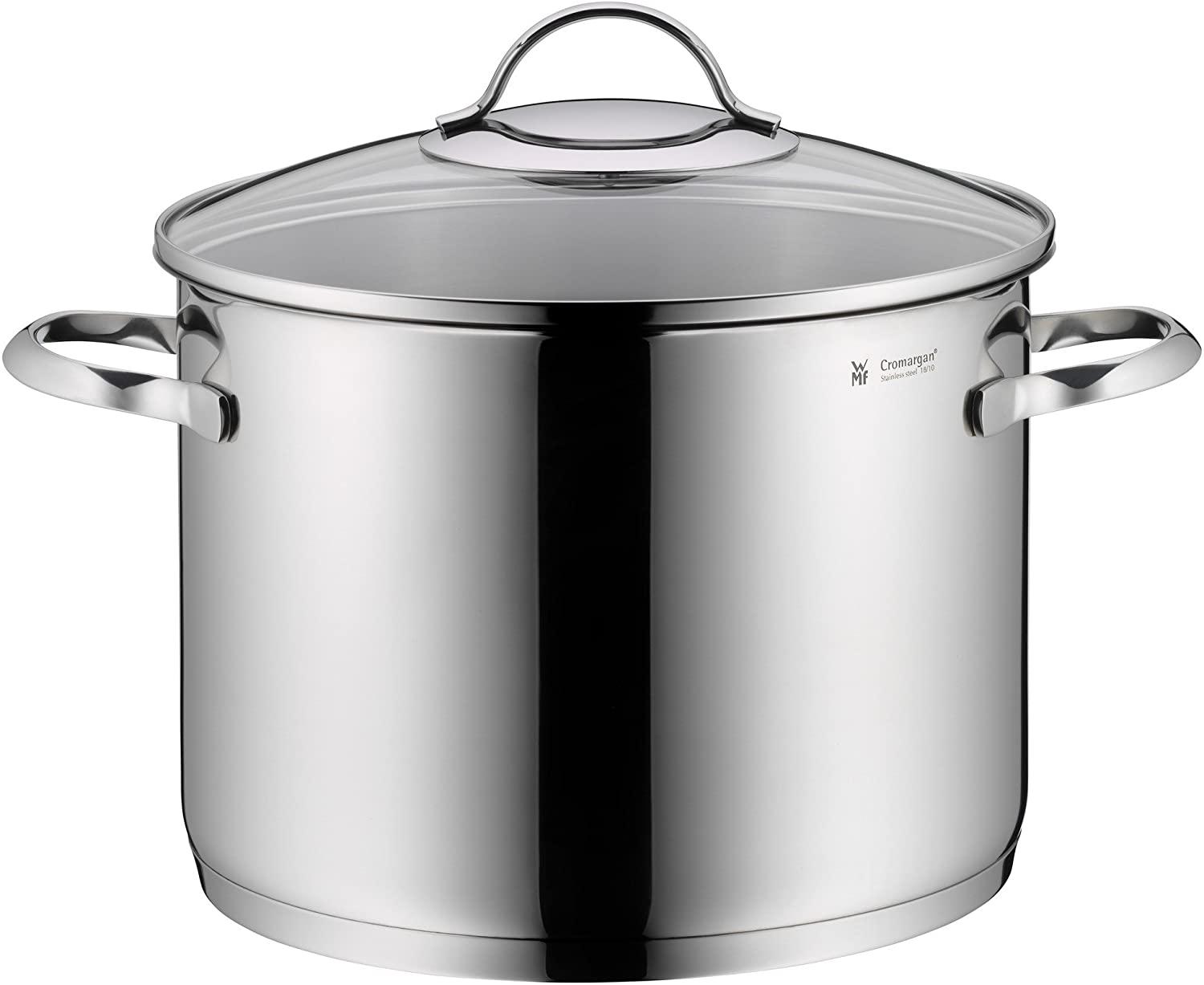 WMF Provence Plus Vegetable Pot 24 cm Glass Lid Large 8.8 L Cromargan Polished Stainless Steel Pot Induction Uncoated Oven-Safe