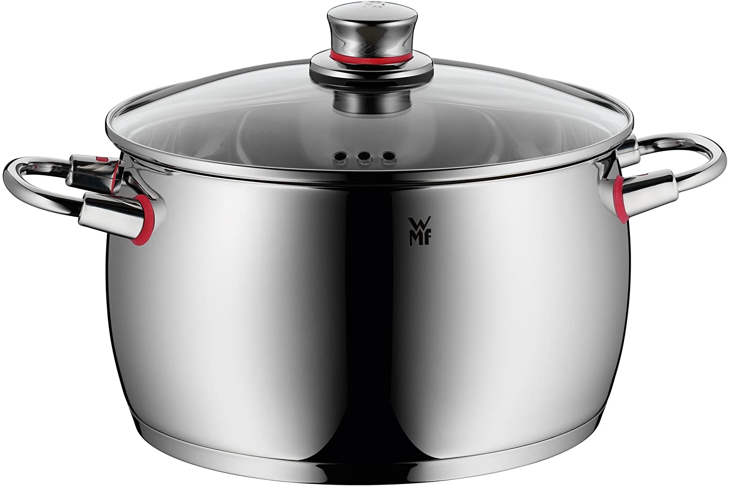 WMF Compact Cuisine High Cooking Pot 24 cm Glass Lid 5.6 Litres Cromargan Polished Stainless Steel Inside Scale Stackable Pot Induction