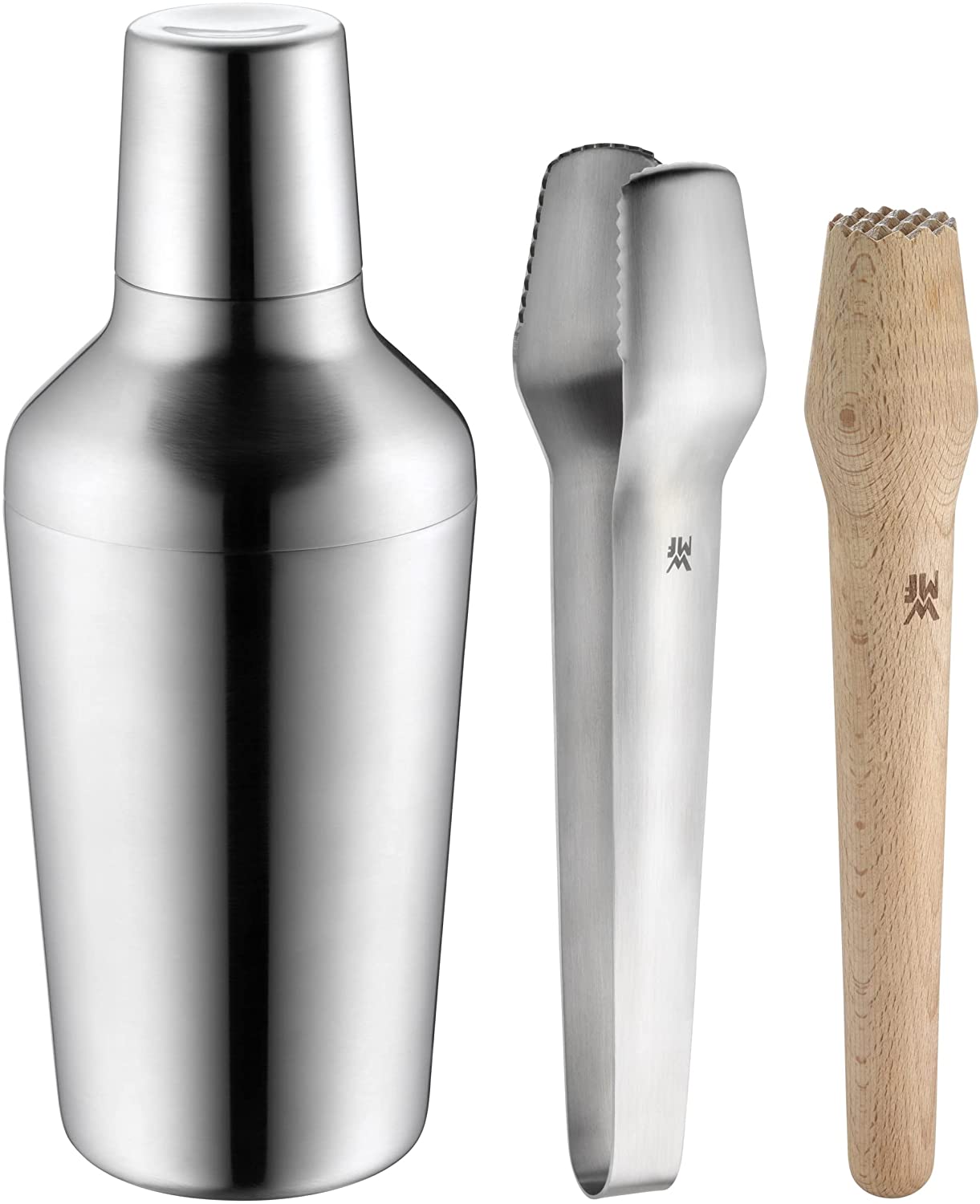 WMF Matryoshka Cocktail Set, 5-Piece Bar Set with Stainless Steel Cocktail Shaker 700 ml, Bar Measure, Cocktail Strainer, Ice Tongs and Pestle, Can Be Stored Inside