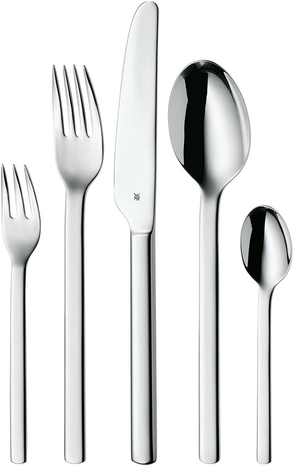 WMF Amsterdam Cutlery Set for 6 People, 30 Pieces, Monobloc Knife, Polished Cromargan Stainless Steel, Shiny, Dishwasher Safe