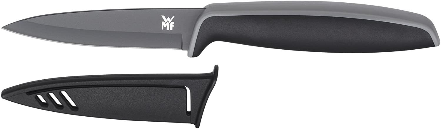 WMF Touch chef\'s knife, knife with protective cover, special blade steel non-stick coated, sharp, 20 cm, black