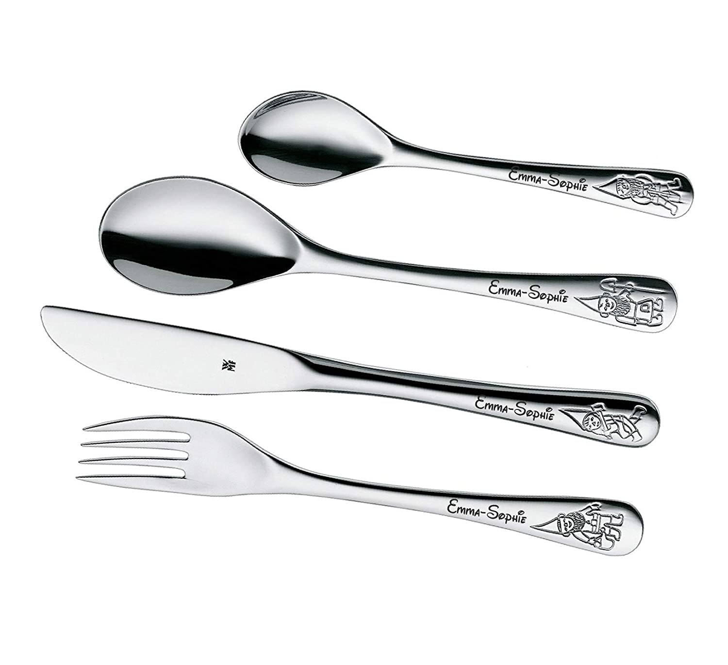 WMF Zwerge Children\'s Cutlery Set 4 Pieces from 3 Years Stainless Steel Polished Cromargan Dishwasher Safe
