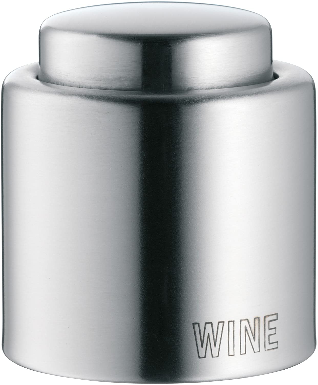 WMF Clever & More wine stopper with label, wine bottle stopper Ø 2.4 cm, Cromargan stainless steel, matt finish