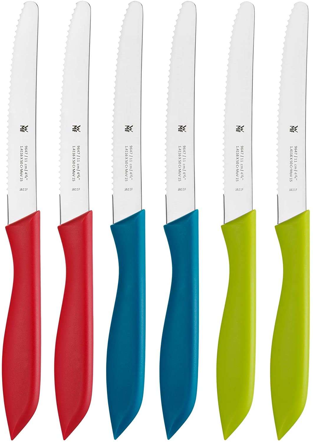 WMF Classic Line Breakfast Knife Set 6 Pieces, 23 cm, Serrated Bread Knife, Edge Bread Knife, Special Blade Steel, Plastic Handle, Black