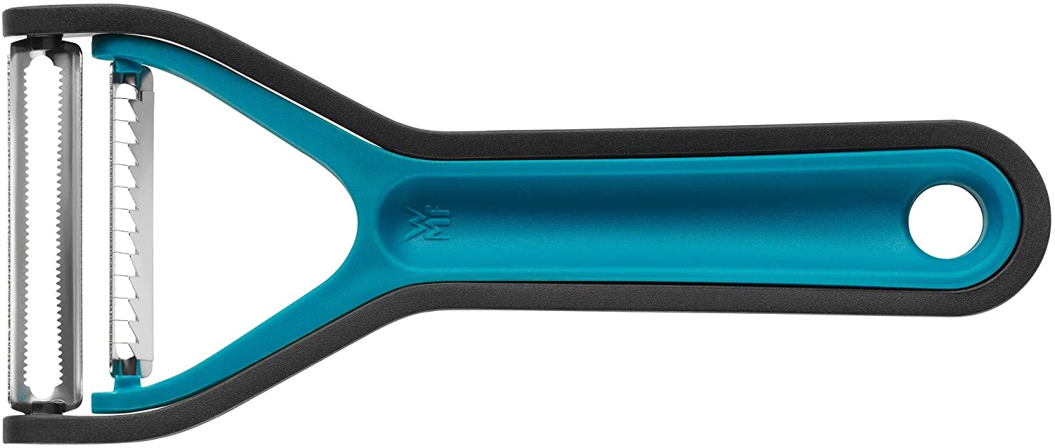 WMF Hello Functionals Double Peeler 16.5 cm, 2 Peelers for Fruit and Vegetables, Peels and Slices Strips Julienne Slicer Fruit Peeler