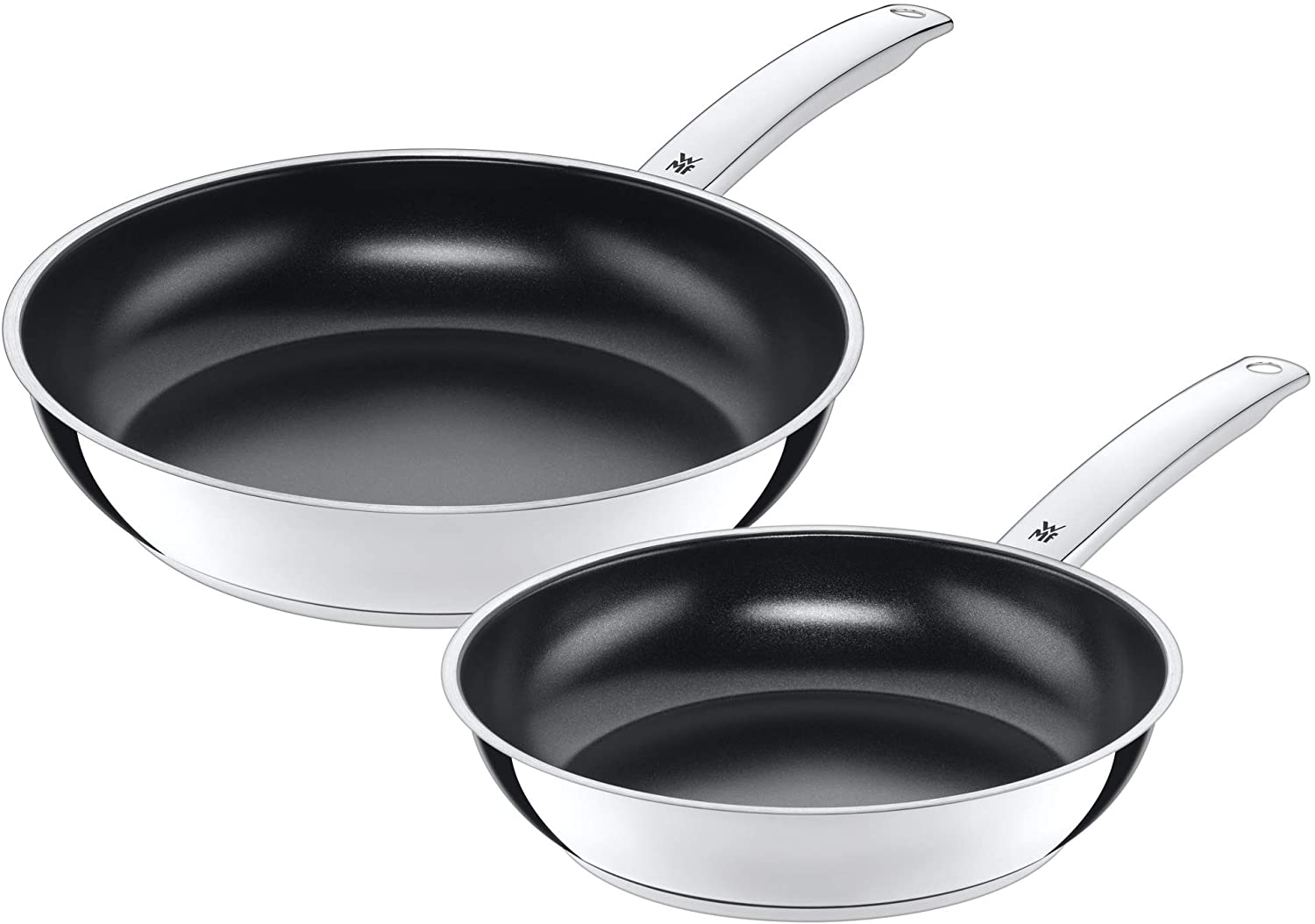 WMF Durado Frying Pan Set 2-Piece Induction 24 / 28 cm Cromargan Stainless Steel Coated Ceramic Coating Oven Safe