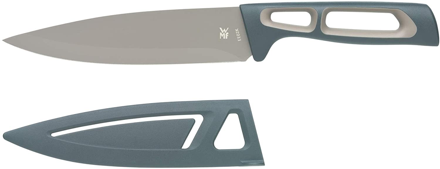 WMF Modern Fit 12\" Caramel Metallic Chef\'s Knife with Protective Case, Special Blade Steel Non-Stick Coating - Plastic Handle - 13cm Blade - Turquoise