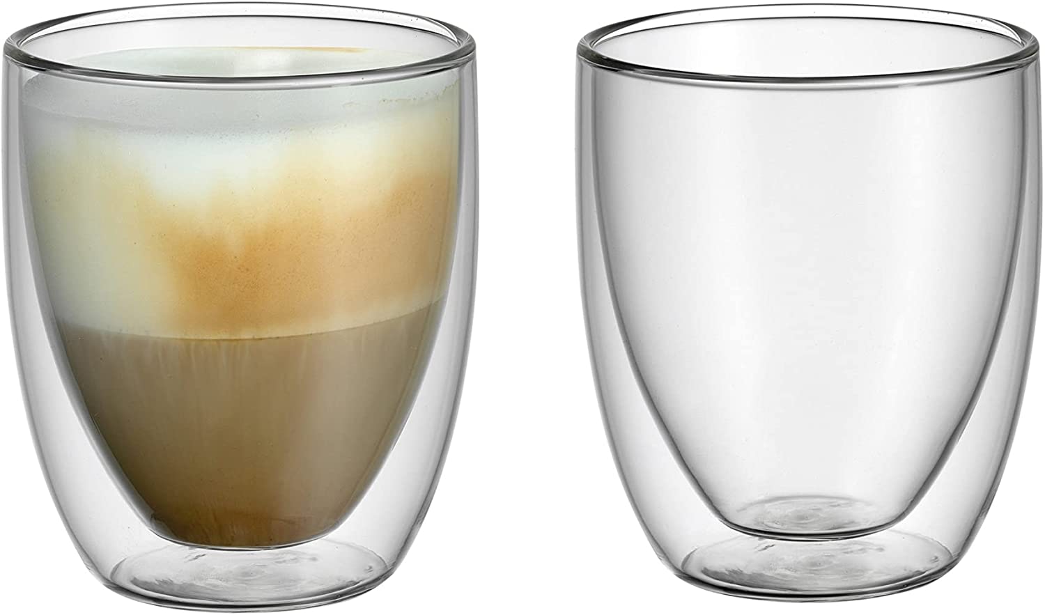 WMF Kult double-walled cappuccino glasses set, double-walled glasses 250 ml, floating effect, thermal glasses, heat-resistant tea glass, coffee glass