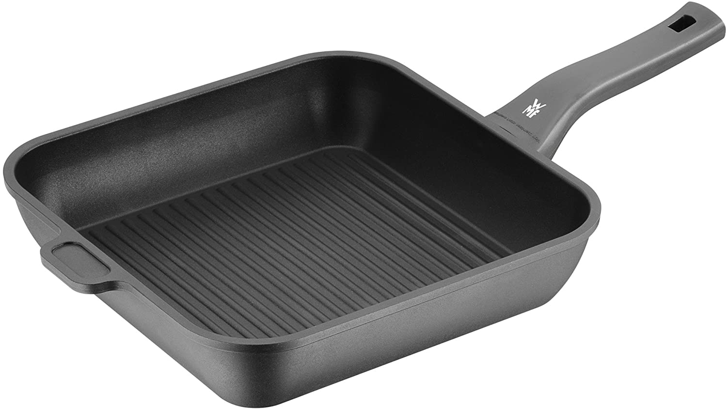 WMF Permadur Premium Grill Pan 28 cm Induction, Aluminium Coated, Steak Pan Ideal for Crispy Frying, Square Pan, Plastic Handle