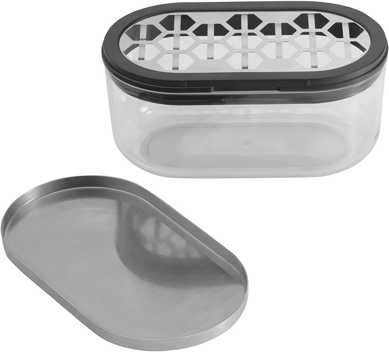 WMF Kitchen classics Cheese Grater with Container and Lid, 15 x 8.5 x 7 cm, Cromargan Stainless Steel, Plastic, Cheese Grater