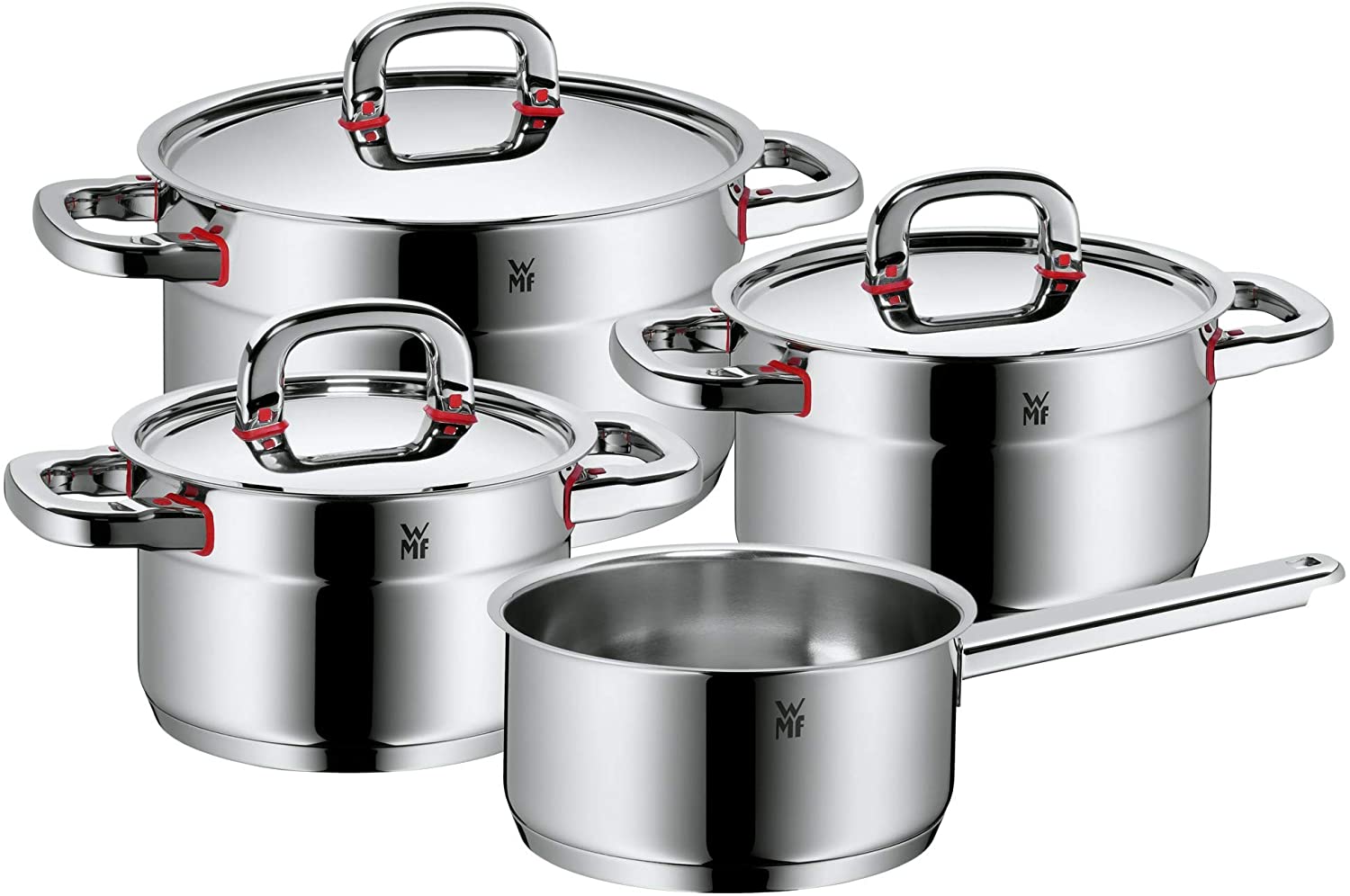 WMF Pot Set 4-Piece Premium One Inside Scale Steam Vent Cool+ Technology Metal Lid Cromargan® Stainless Steel Polished Suitable for Induction Hobs Dishwasher-Safe