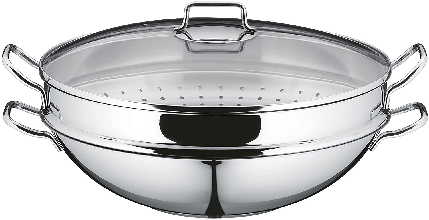 WMF Macau Stainless Steel Wok with Steamer and Lid, 36cm