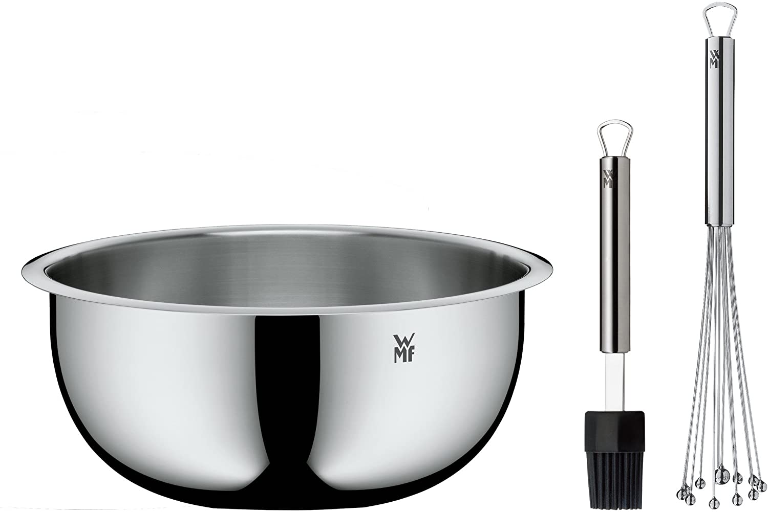 WMF Marinating set of 3, bowl with whisk and marinia brush, Cromargan stainless steel, silicone, dishwasher safe