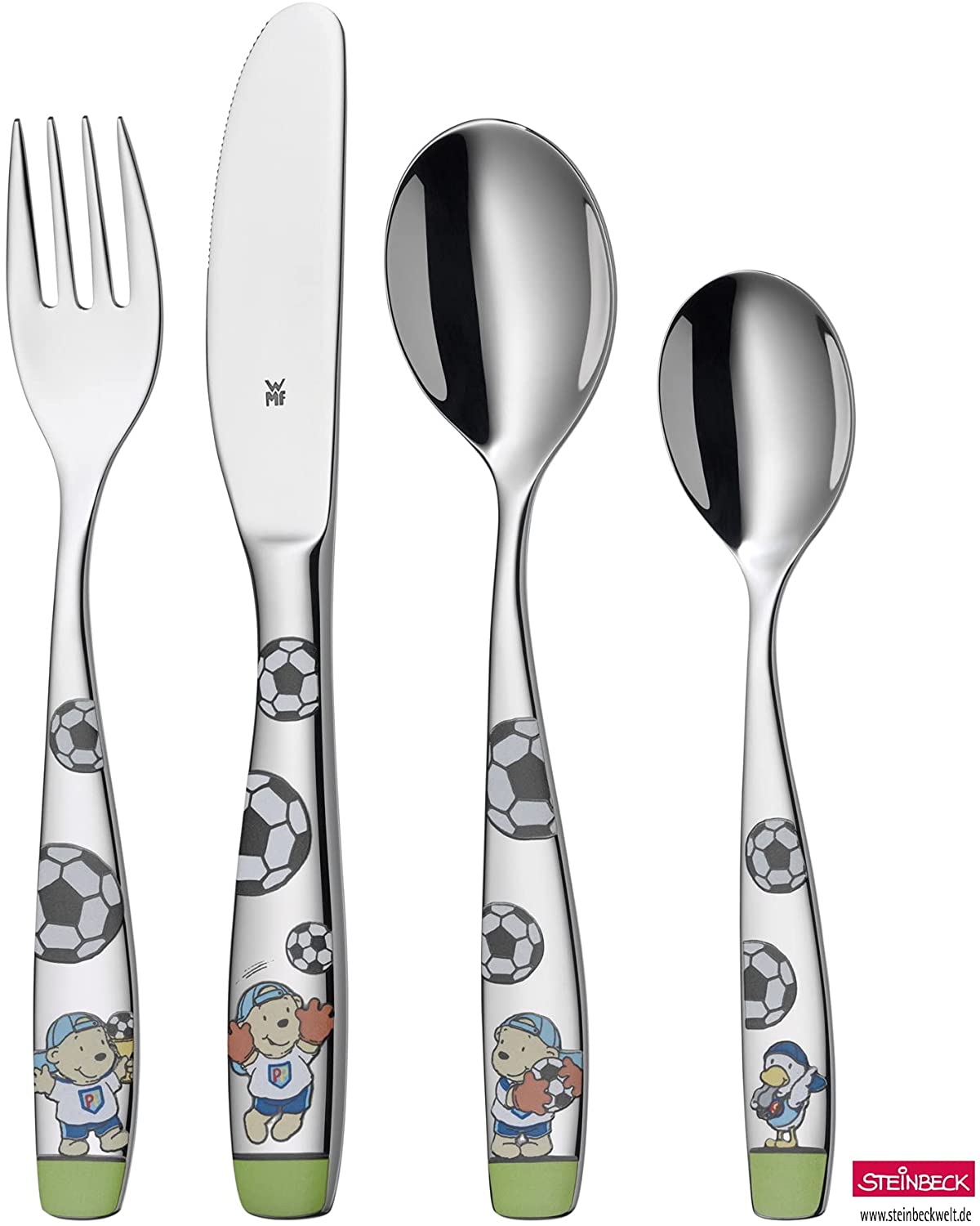 WMF Pitzelpatz Football Children\'s Cutlery Set 4 Pieces Stainless Steel Cutlery Children from 3 Years Polished Cromargan Dishwasher Safe