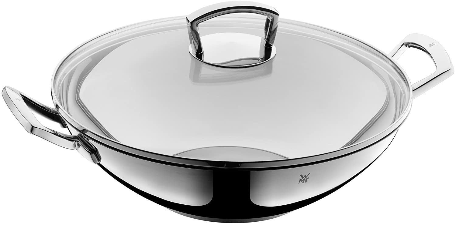 WMF Wok Edelstahl mit Glasdeckel 36 cm 07.5357.6380