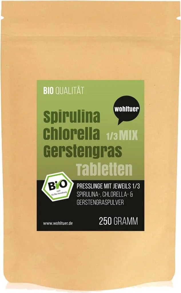 Wohltuer Spirulina Chlorella BARLEY GRASS MIX 250g Tablets