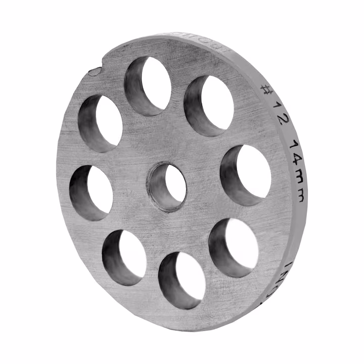 WOLFCUT meat grinder disc, perforated disc INOX steel size 10/12 - 14.0 mm bore compatible with ALEXANDERWERK 10/12 / REWEBO RF 12 / GGG 12/C and many more.