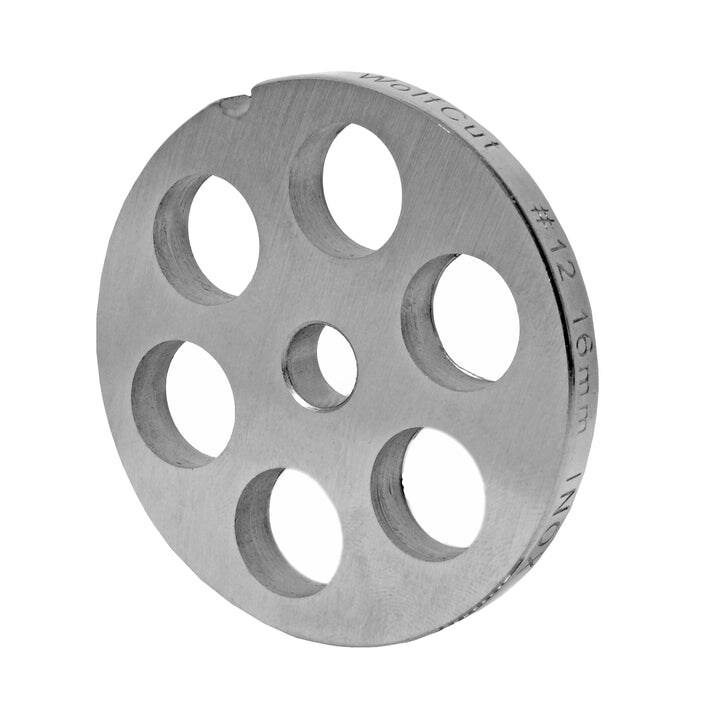 WOLFCUT meat grinder disc, perforated disc INOX steel size 10/12 - 16.0 mm bore compatible with ALEXANDERWERK 10/12 / REWEBO RF 12 / GGG 12/C and many more.