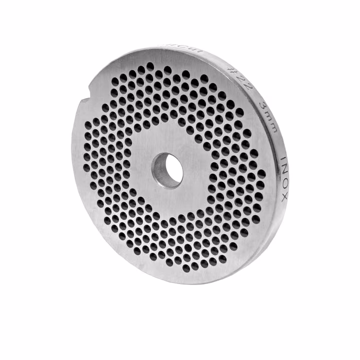 WOLFCUT meat grinder disc, perforated disc INOX steel size 22 - 3.0 mm bore compatible with BIZERBA FW-N 22/2 / ALEXANDERWERK 22N / REWEBO RF802 and many more.