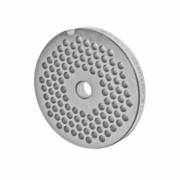 WOLFCUT meat grinder disc, perforated disc INOX steel size 22 - 5.0 mm bore compatible with BIZERBA FW-N 22/2 / ALEXANDERWERK 22N / REWEBO RF802 and many more.