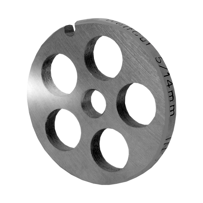 WOLFCUT meat grinder disc, perforated disc INOX steel size 5 - 14.0 mm bore compatible with BOSCH MUM4, MUM5 / JUPITER 862 560 / ALEXANDERWERK 5 and many more.