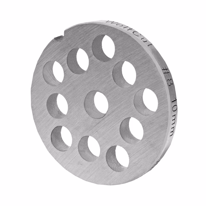 WOLFCUT meat grinder disc, perforated disc INOX steel size 8 - 10.0 mm bore compatible with BOSCH MFW68660, MUM9 / ALEXANDERWERK 8 / GRAEF FW700 and many more.