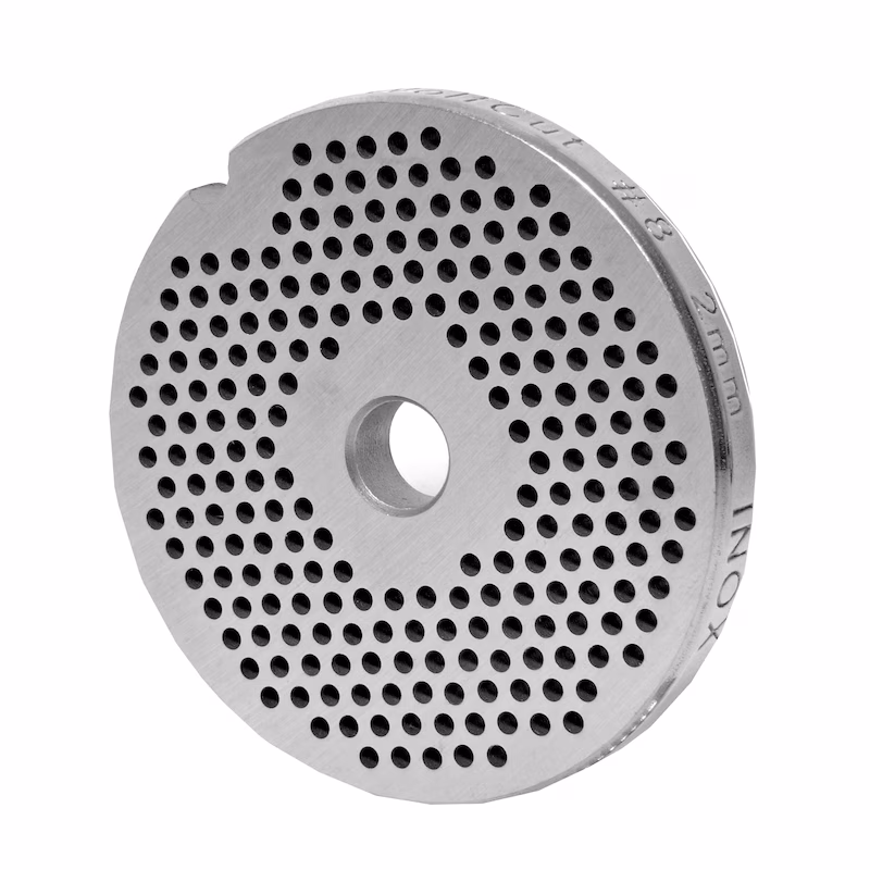 WOLFCUT meat grinder disc, perforated disc INOX steel size 8 - 2.0 mm bore compatible with BOSCH MFW68660, MUM9 / ALEXANDERWERK 8 / GRAEF FW700 and many more.