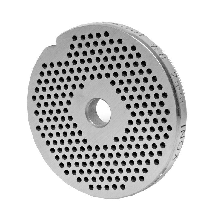 WOLFCUT meat grinder disc, perforated disc INOX steel size 8 - 2.5 mm bore compatible with BOSCH MFW68660, MUM9 / ALEXANDERWERK 8 / GRAEF FW700 and many more.