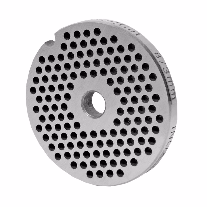 WOLFCUT meat grinder disc, perforated disc INOX steel size 8 - 3.0 mm bore compatible with BOSCH MFW68660, MUM9 / ALEXANDERWERK 8 / GRAEF FW700 and many more.