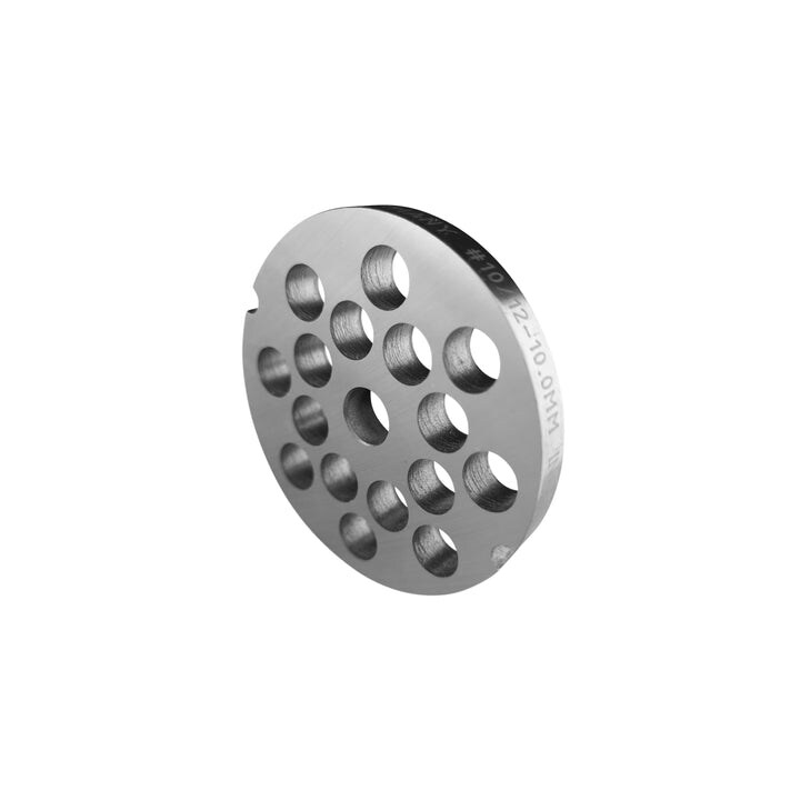 WOLFCUT meat grinder disc with 2 grooves, stainless steel, size 10/12 - 10.0 mm bore, compatible with ALEXANDERWERK 10/12 / REWEBO RF 12 / GGG 12/C and many more.
