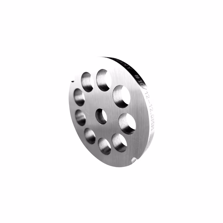 WOLFCUT meat grinder disc with 2 grooves, stainless steel, size 10/12 - 12.0 mm bore, compatible with ALEXANDERWERK 10/12 / REWEBO RF 12 / GGG 12/C and many more.