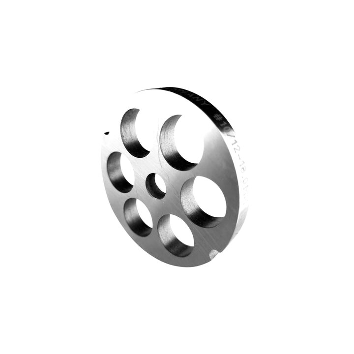 WOLFCUT meat grinder disc with 2 grooves, stainless steel, size 10/12 - 18.0 mm bore, compatible with ALEXANDERWERK 10/12 / REWEBO RF 12 / GGG 12/C and many more.