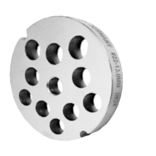 WOLFCUT - Meat grinder disc with 2 grooves and 13.0 mm bore, compatible with all common meat grinder brands, size 22