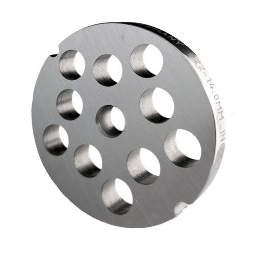 WOLFCUT - Meat grinder disc with 2 grooves and 14.0mm bore, compatible with all common meat grinder brands, size 22