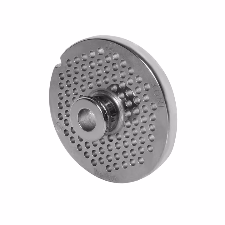 WOLFCUT meat grinder disc with hub, stainless steel, size 10/12 - 3.5 mm bore, compatible with ALEXANDERWERK 10/12 / REWEBO RF 12 / GGG 12/C and many more.