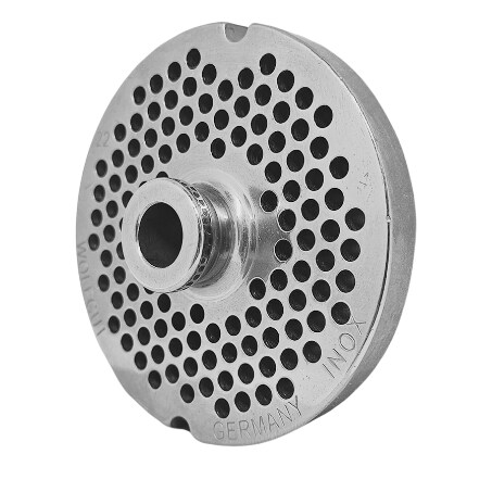 WOLFCUT - Meat grinder disc with hub and 2 grooves with 4.0 mm bore, compatible with all common meat grinder brands, size 22