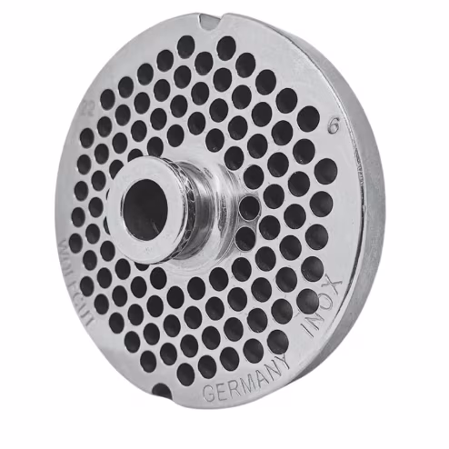WOLFCUT - Meat grinder disc with hub and 2 grooves with 6.0 mm bore, compatible with all common meat grinder brands, size 22