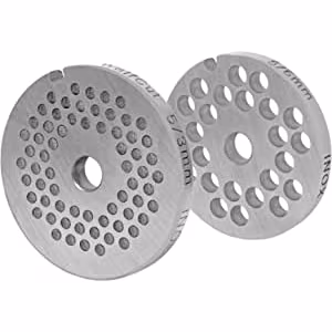 WOLFCUT meat grinder disc set 3 mm + 6 mm bore compatible with all common meat grinder brands size 5