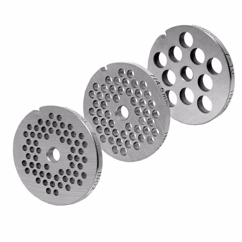 WOLFCUT meat grinder disc set 3.5 mm + 4.5 mm + 10 mm bore compatible with all common meat grinder brands size 7