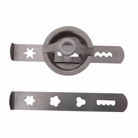 WOLFCUT cookie press attachment with 2 stencils, stainless steel, size 5, compatible with BOSCH MUM4, MUM5 / JUPITER 862 560 / ALEXANDERWERK 5 and many more.