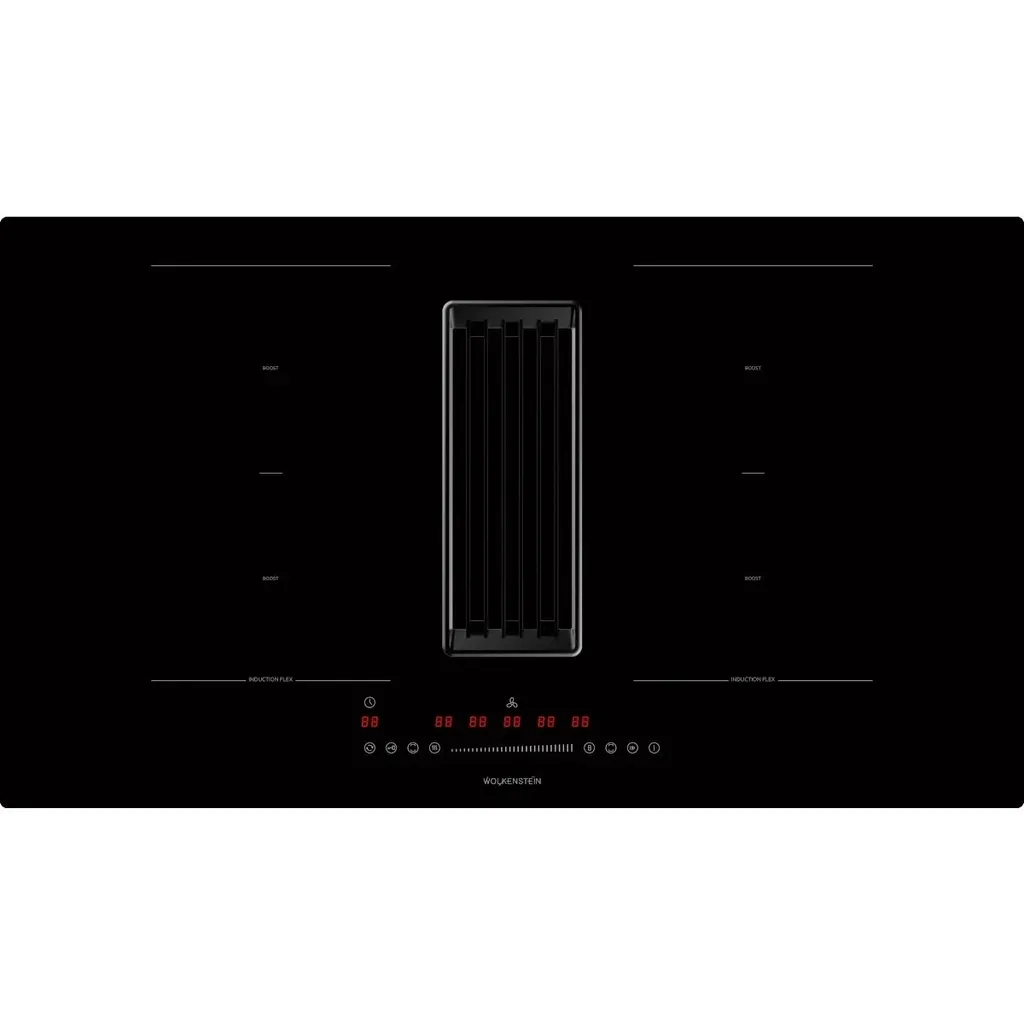 PKM Wolkenstein WIN4-DA90-2FZG, Black, Integrated, 90 cm, Zone Induction Hob, Glass Ceramic, 4 Zone(s)